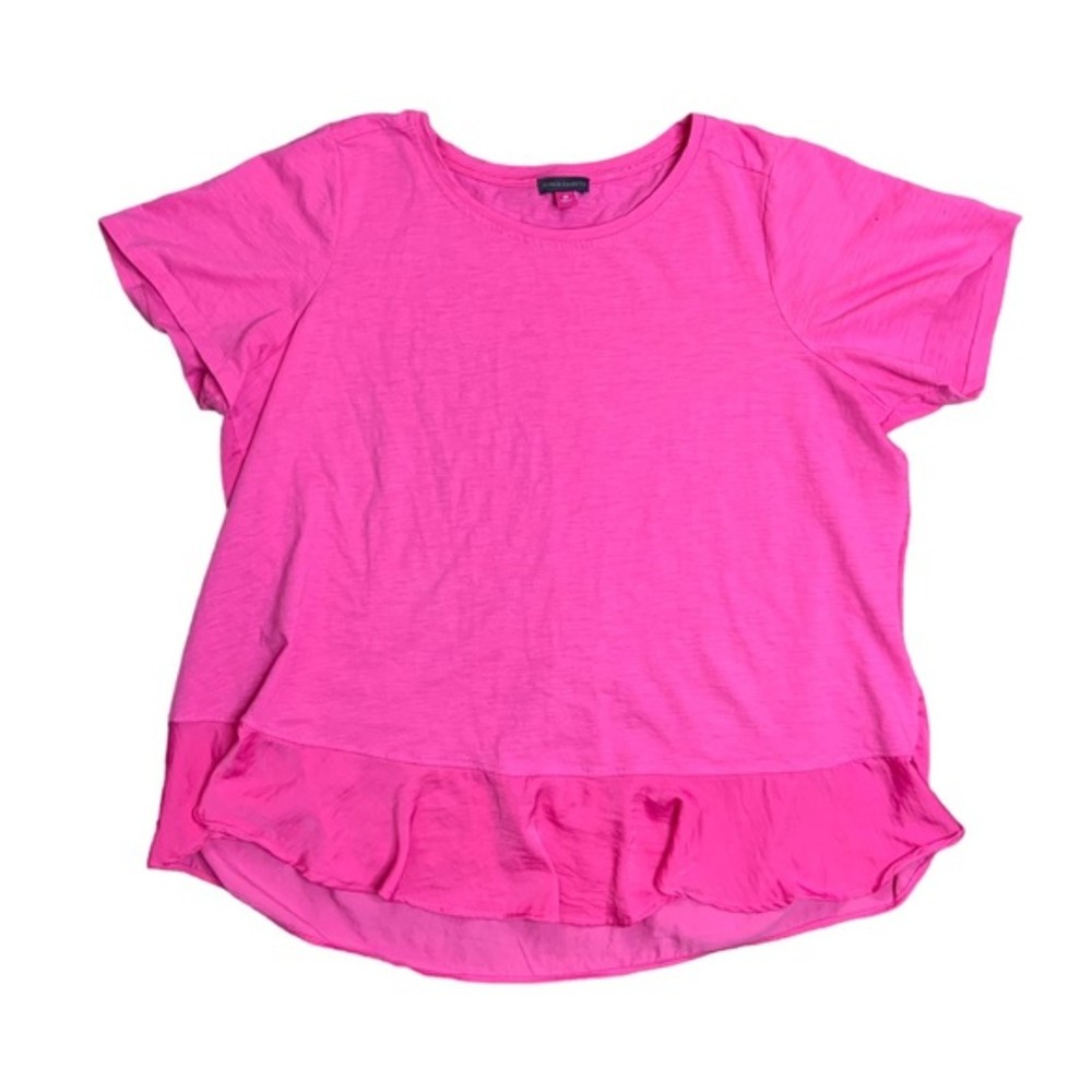 Vince Camuto Womens Plus Size 2X Pink Short Sleeve Crew Neck Solid Knit Top